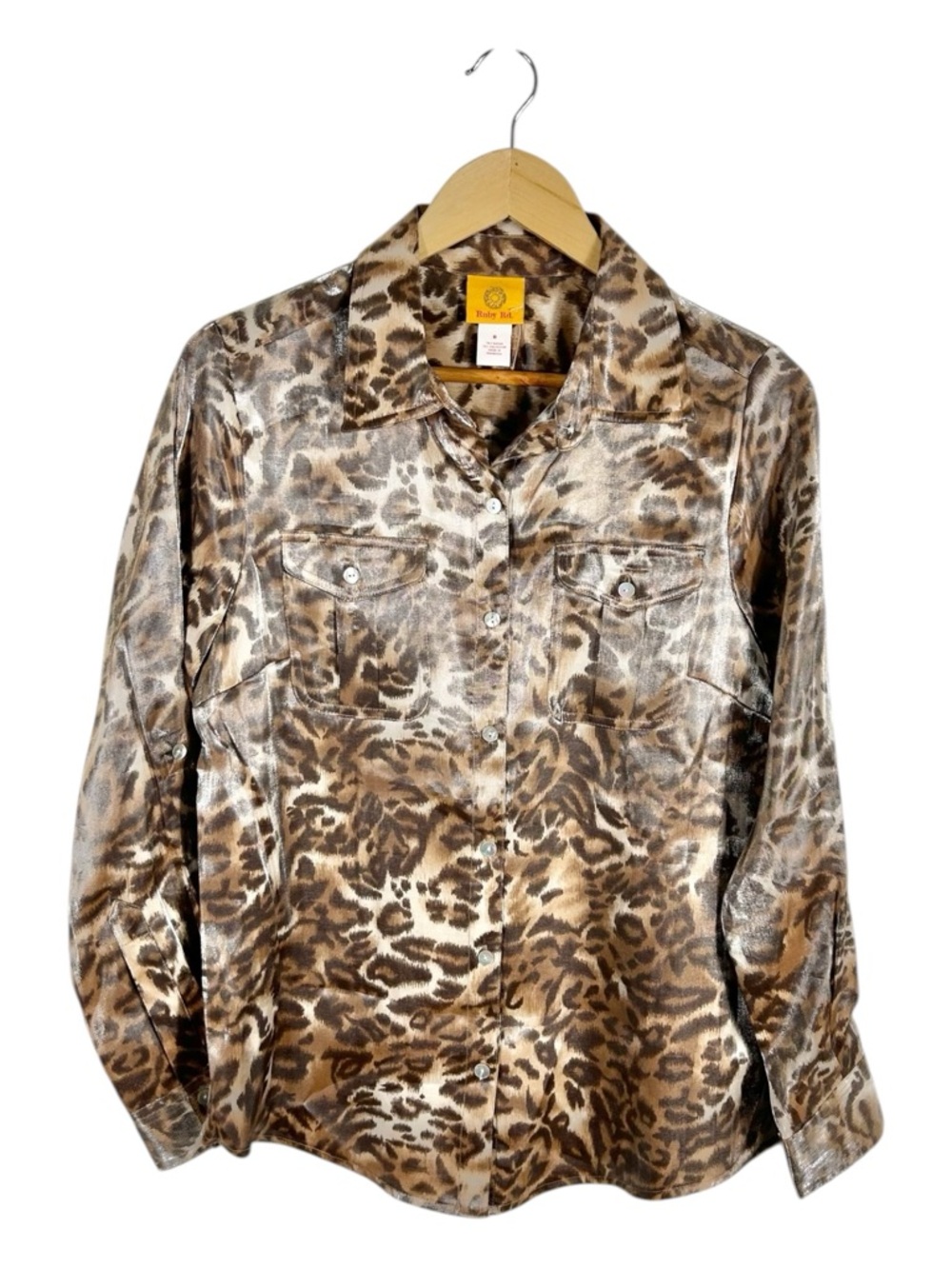 Ruby Rd. Shimmer Animal Print Blouse Size 8‎